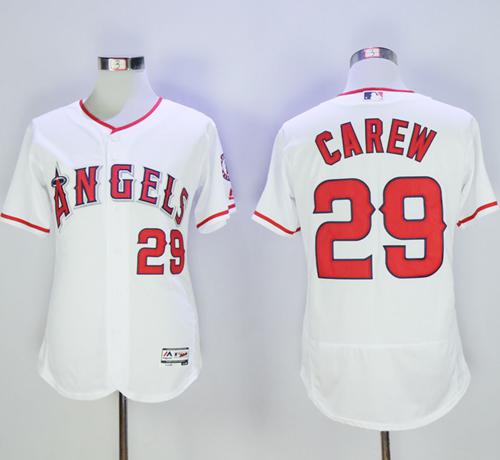 Angels of Anaheim #29 Rod Carew White Flexbase Authentic Collection Stitched MLB Jersey